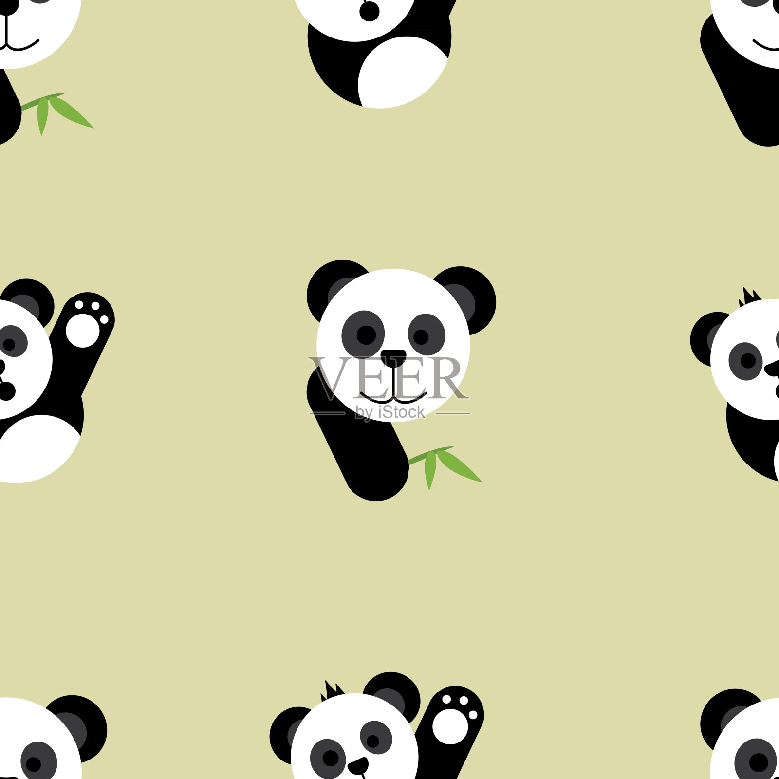 熊猫可爱无缝图案背景插画图片素材