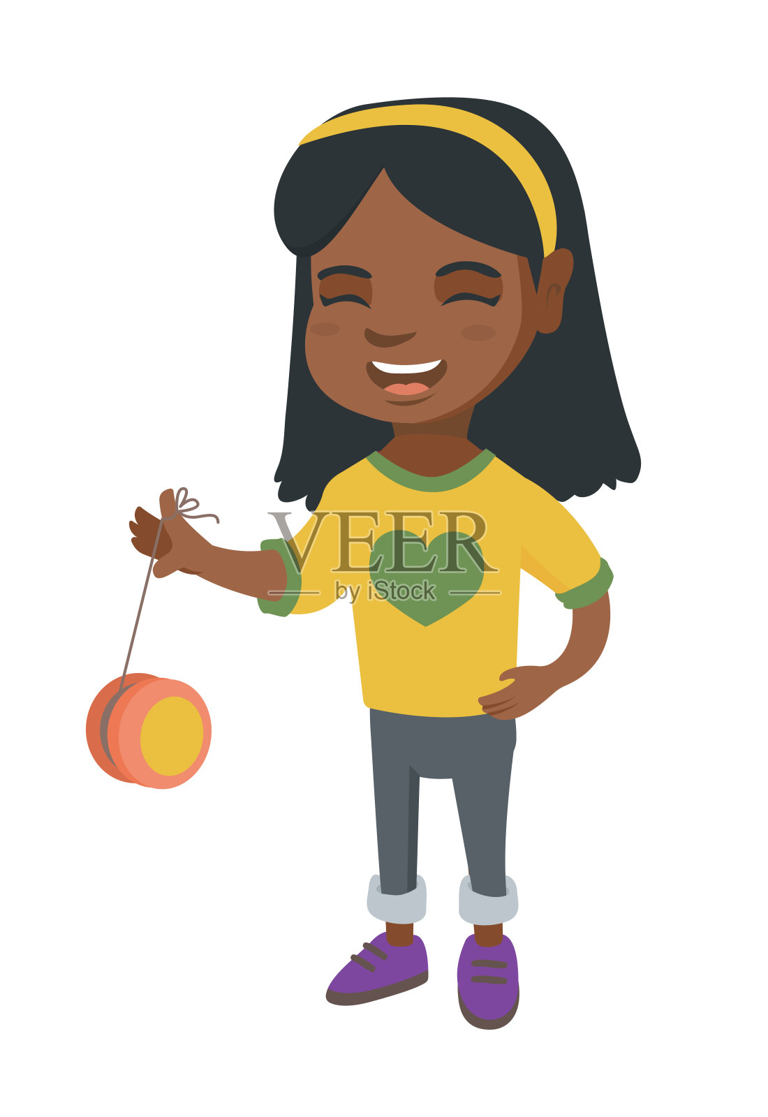 玩溜溜球的非裔美国女孩设计元素图片