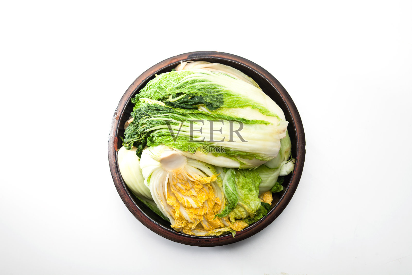 白菜为泡菜孤立在锅头照片摄影图片