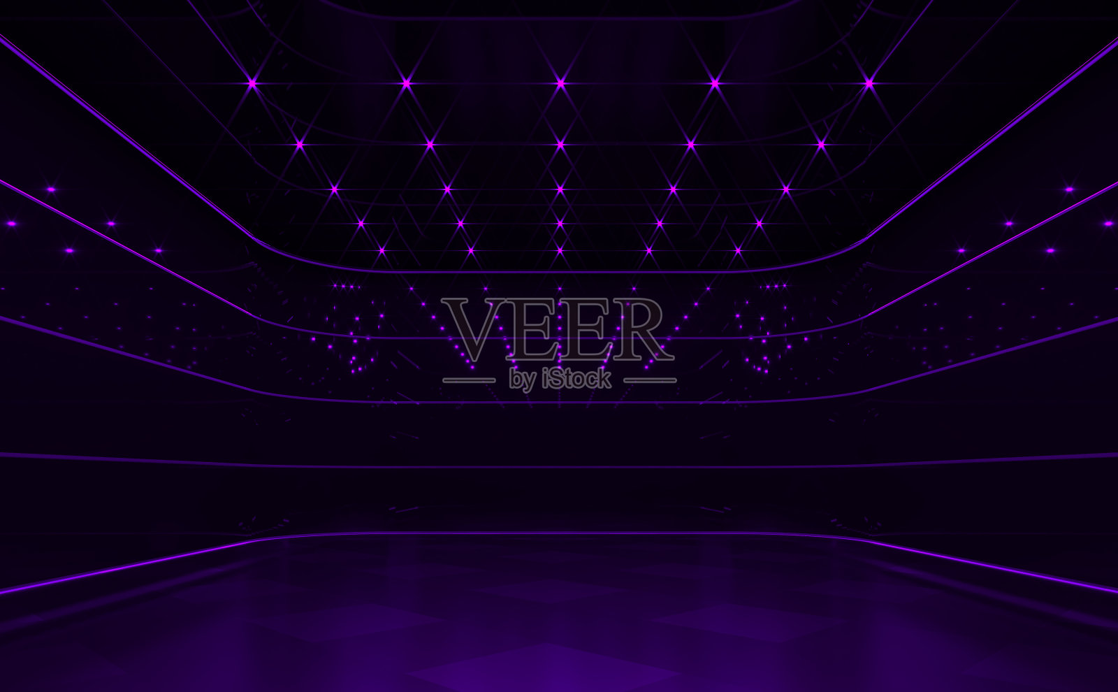 空房间现代黑色空间室内与紫光3d渲染图像插画图片素材