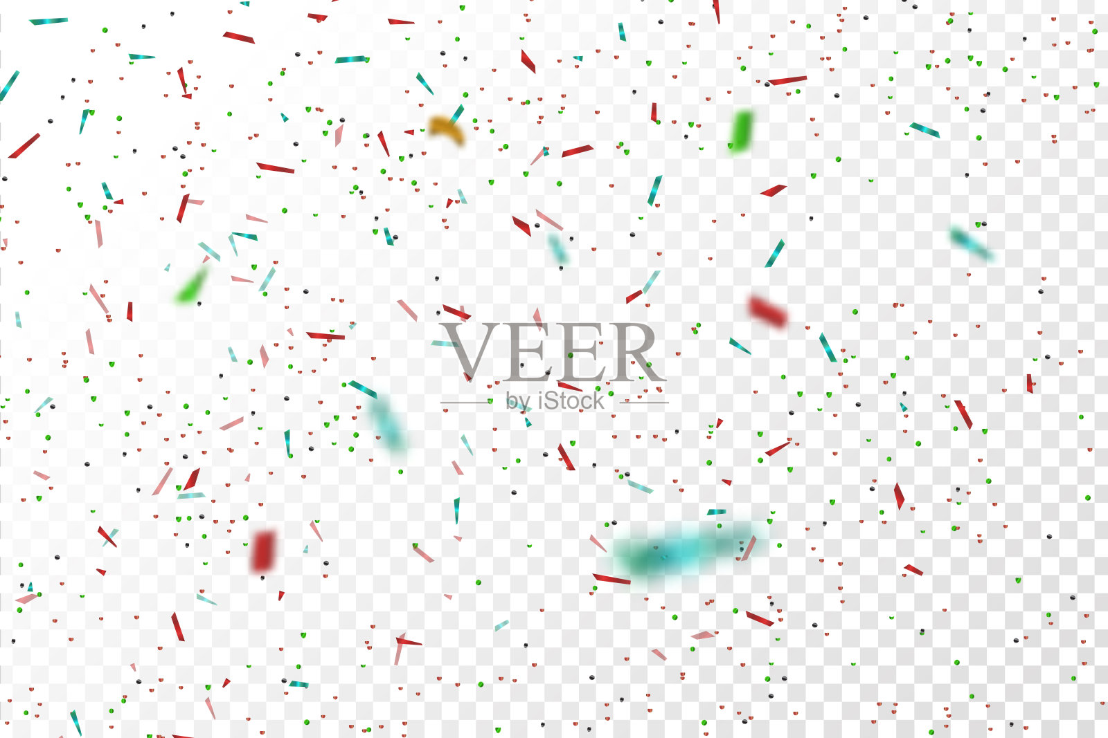 矢量现实多彩的五彩纸屑在透明的背景。生日快乐、聚会和节日的概念。插画图片素材