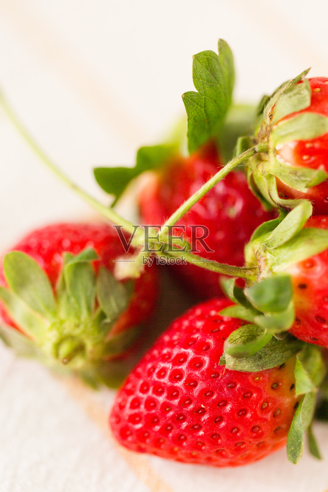 带茎红草莓照片摄影图片