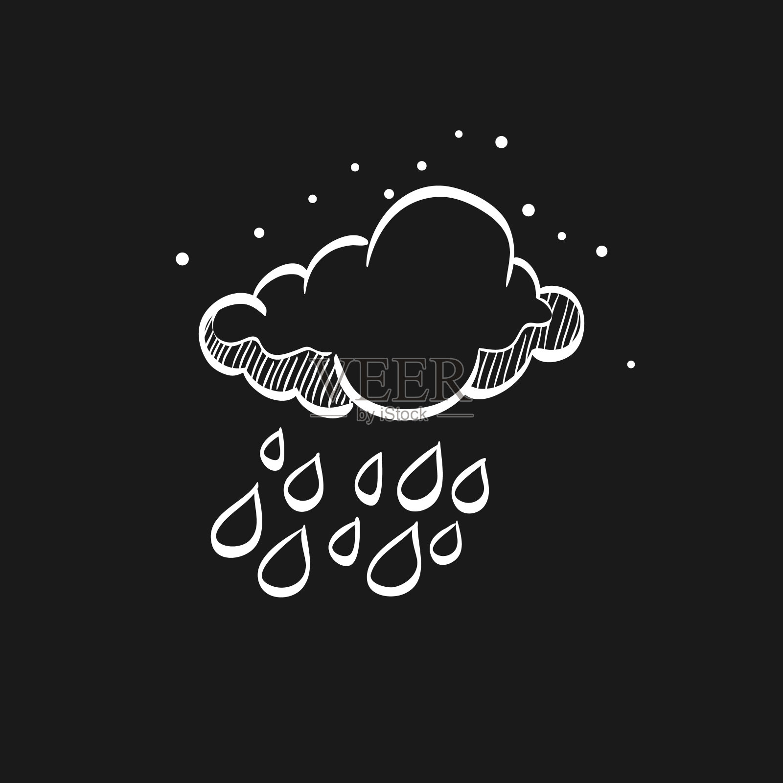 素描图标在黑色-雨云插画图片素材