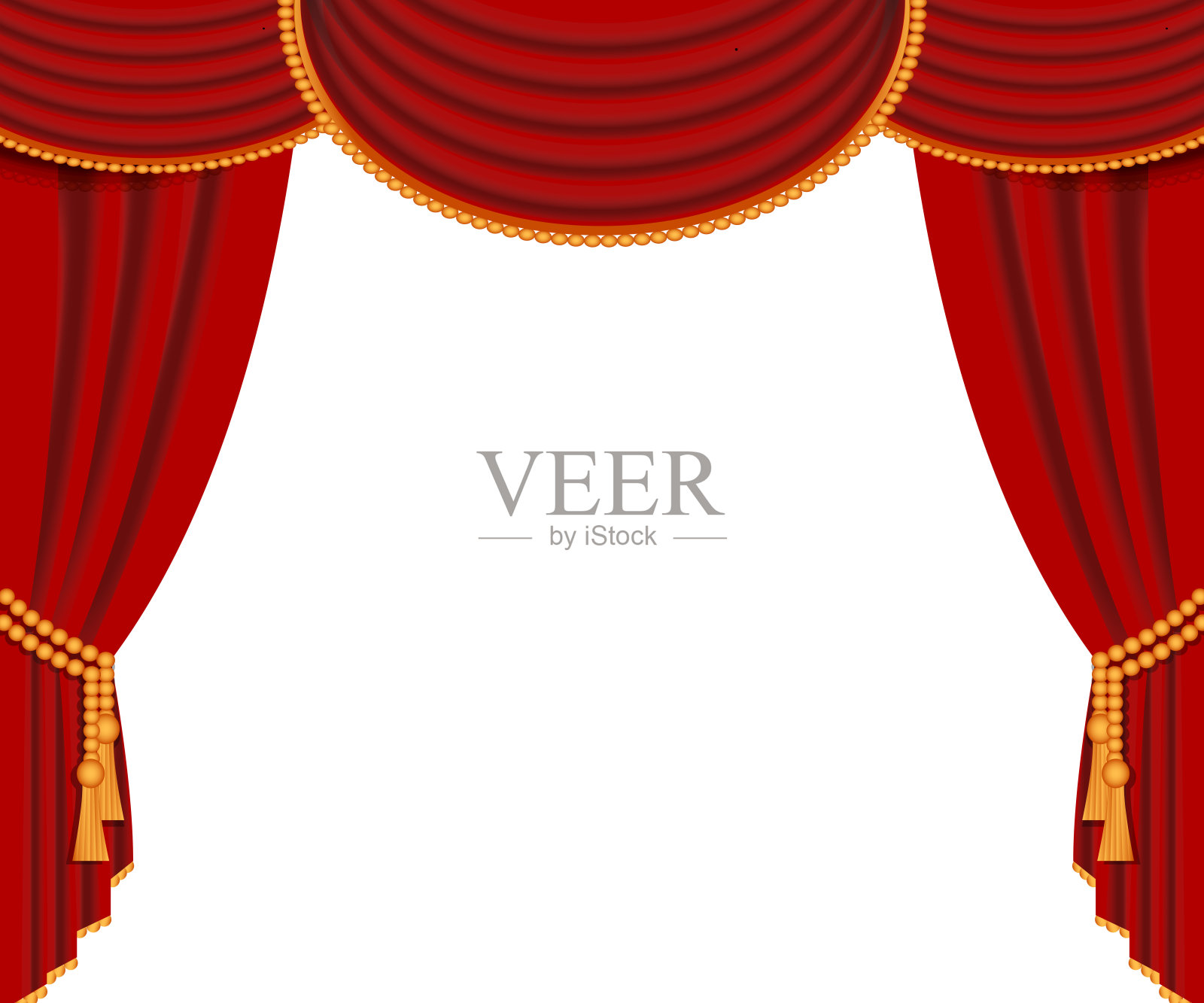 红色的窗帘，开放的场景背景，孤立的，向量插画图片素材