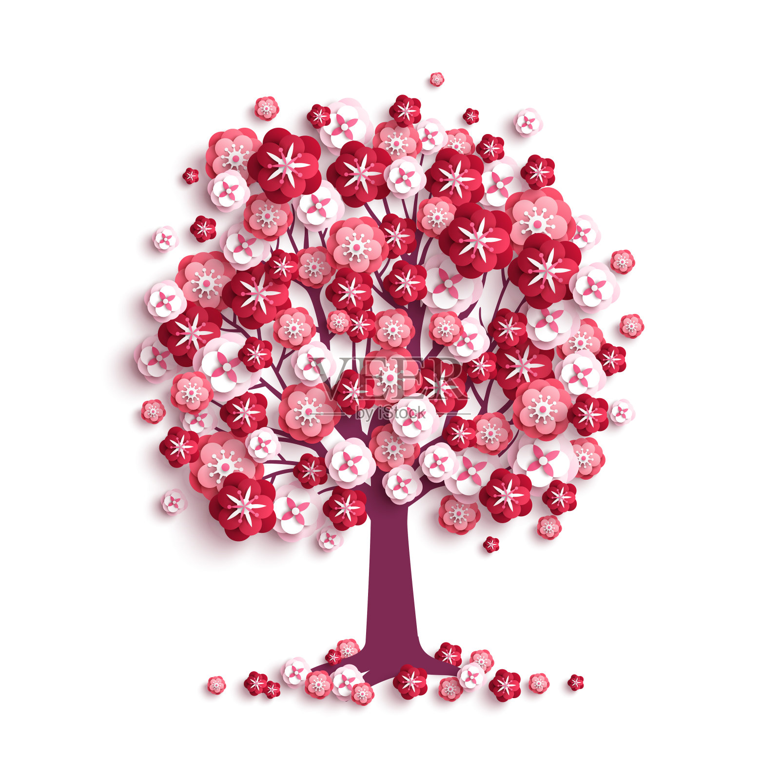 带花的情人节树插画图片素材