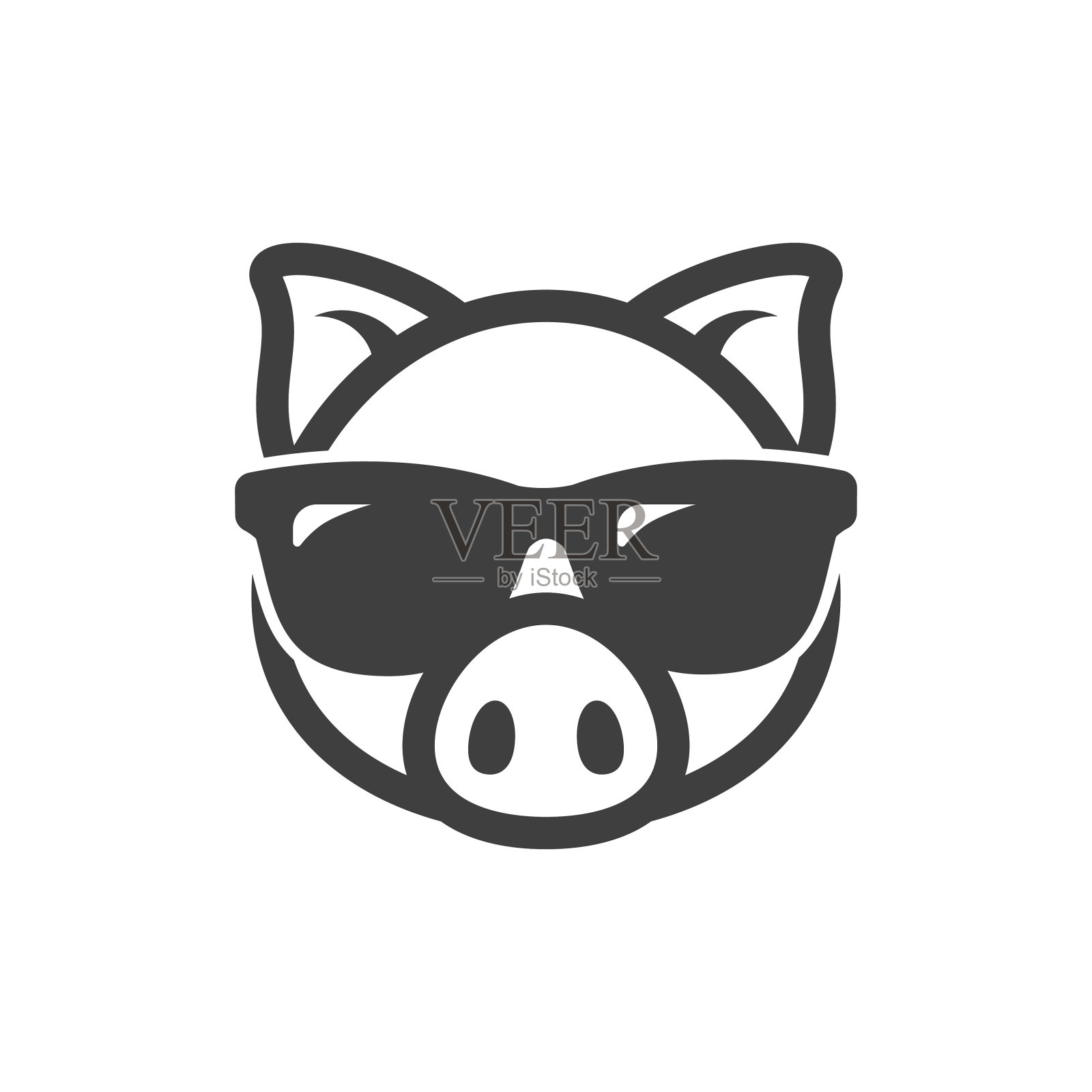 戴墨镜的猪。小猪设计元素图片