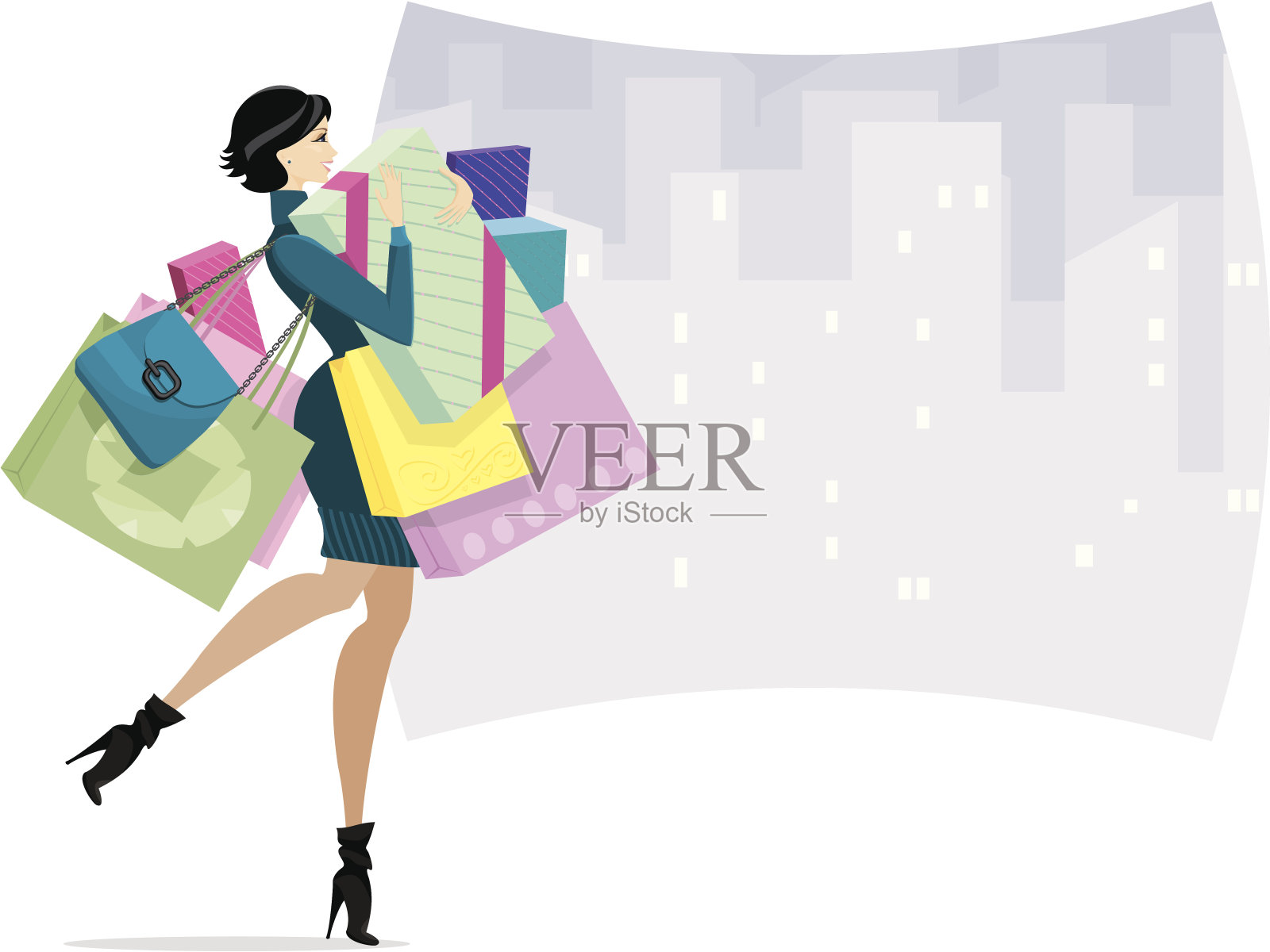 年轻漂亮的女购物狂带着一包购物袋走出购物中心 粉红色购物者 库存照片 - 图片 包括有 零售, 生活方式: 189113878
