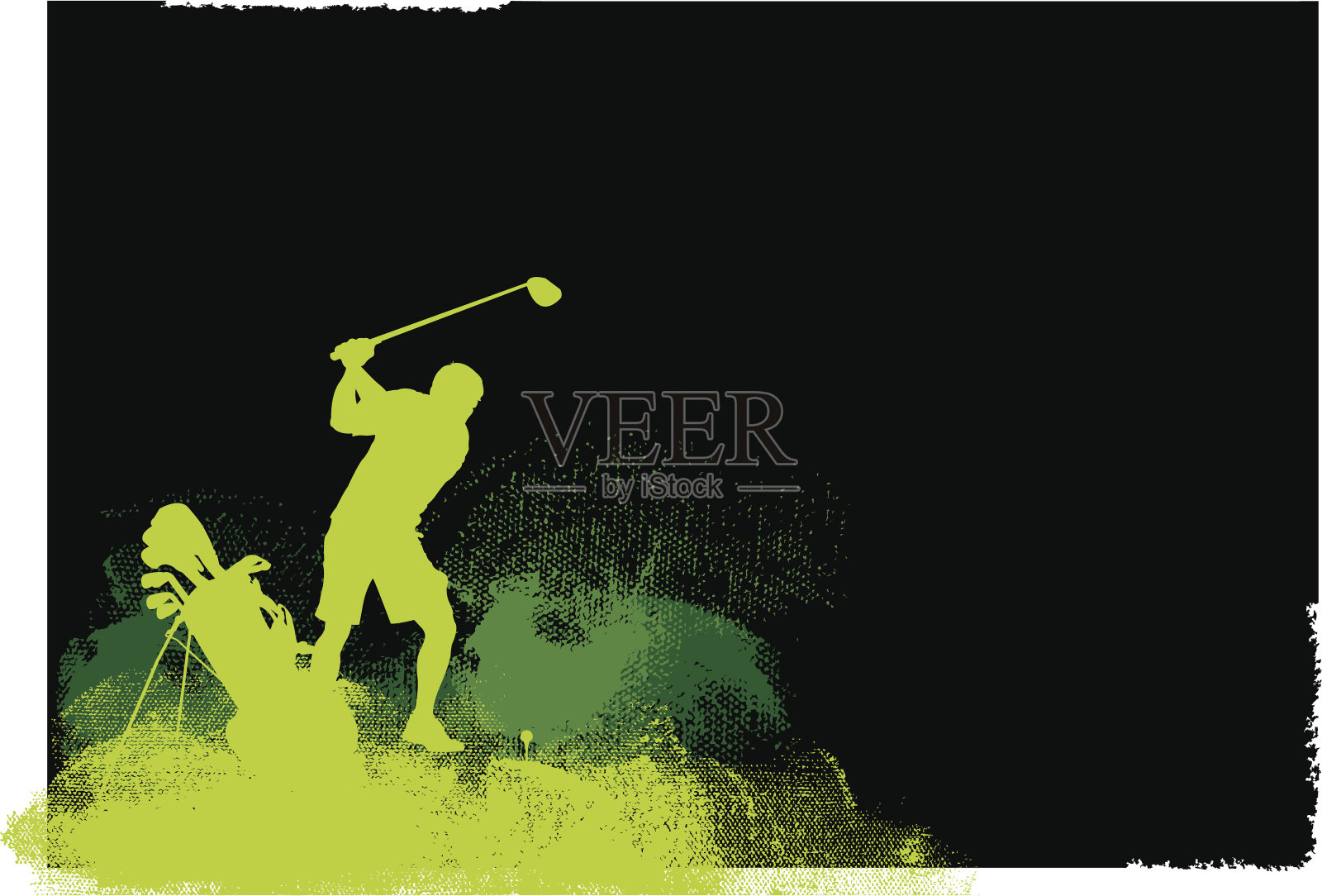 高尔夫球手开球-高尔夫垃圾图形背景插画图片素材
