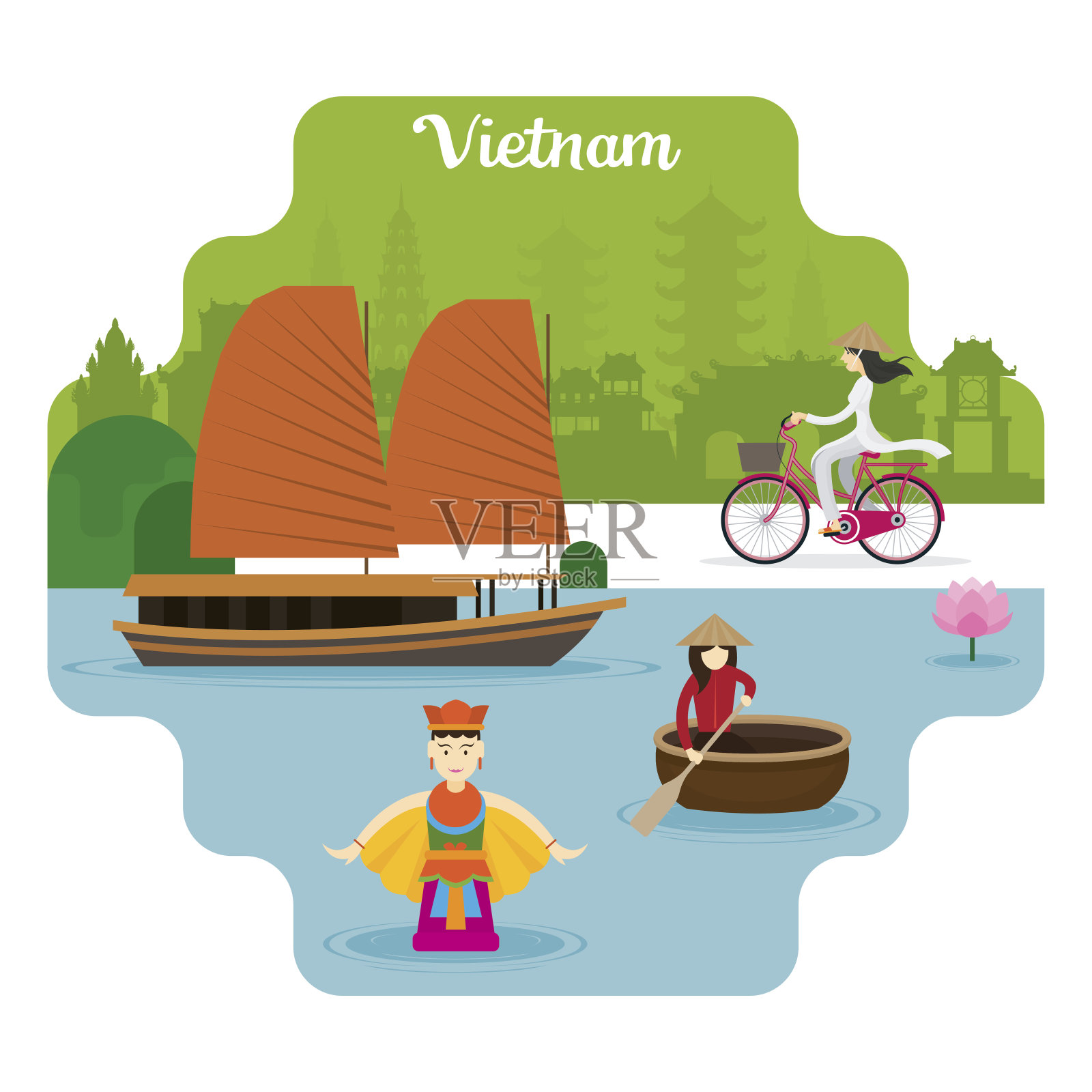 越南旅游景点插画图片素材