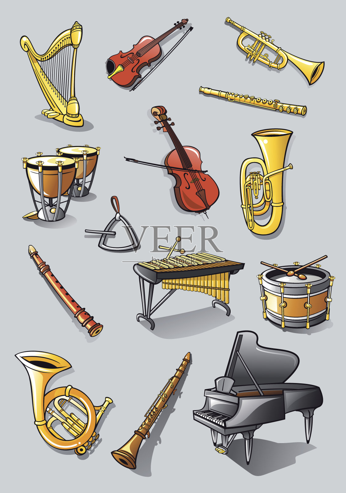乐团的乐器设计元素图片