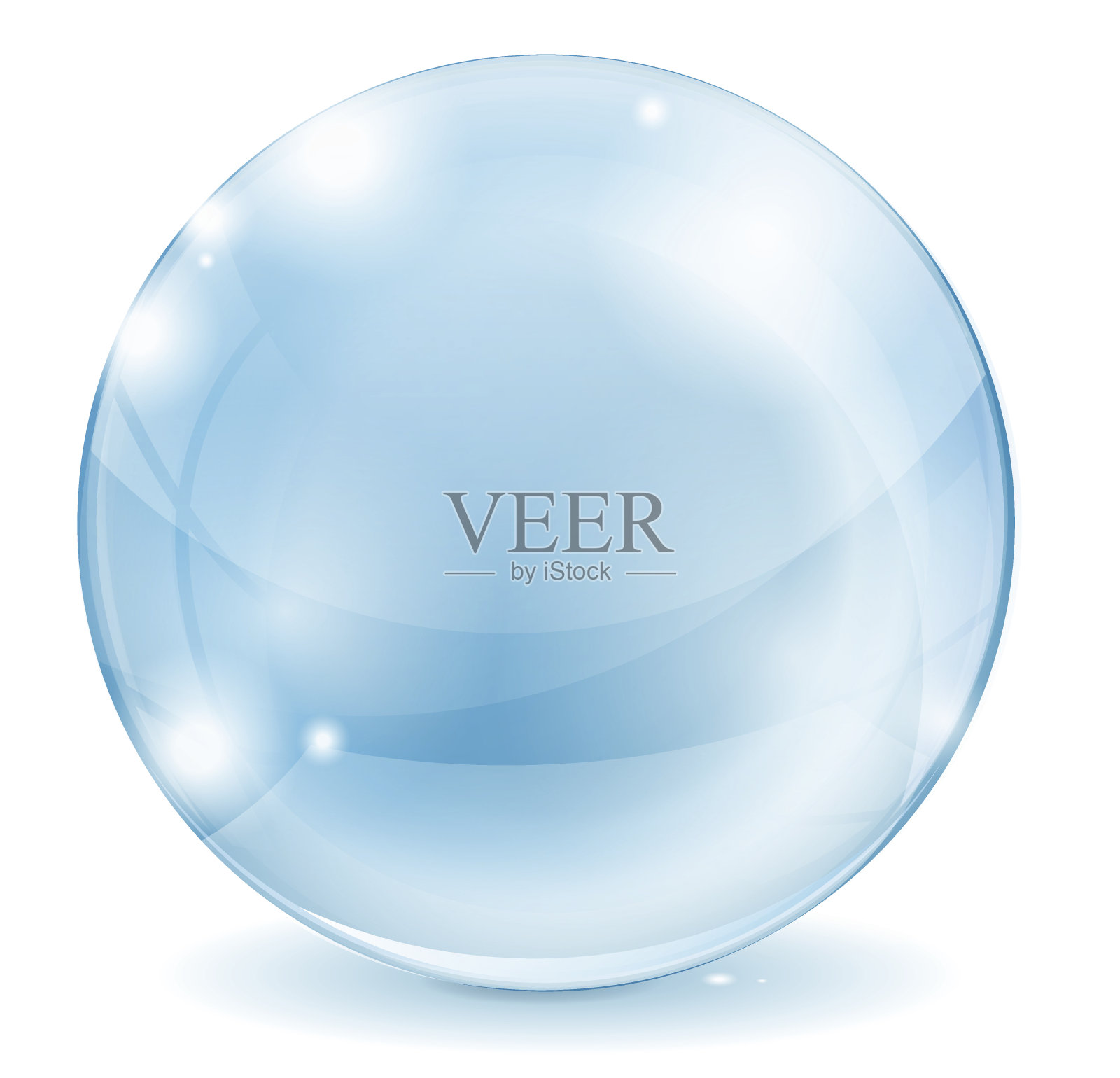 玻璃球。蓝色透明玻璃球。插画图片素材