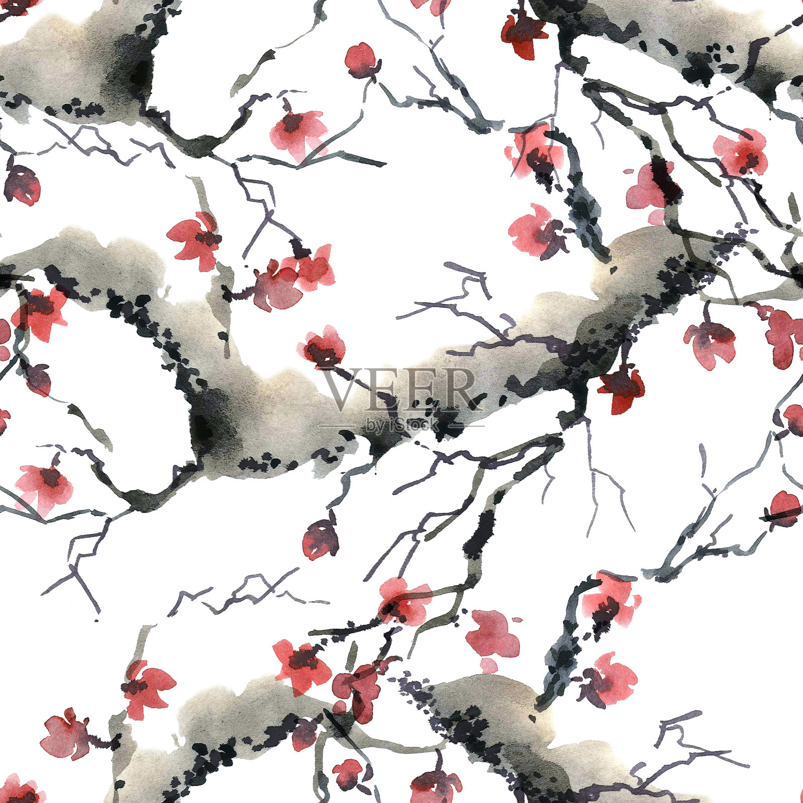开花的树模式插画图片素材