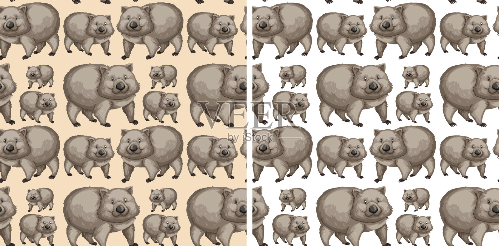 无缝的袋熊背景设计插画图片素材