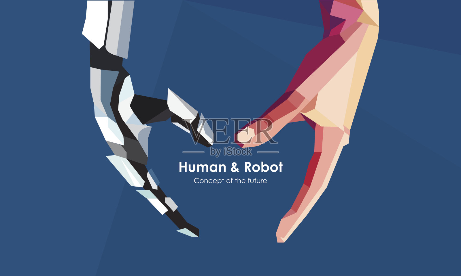 人类和机器人插画图片素材