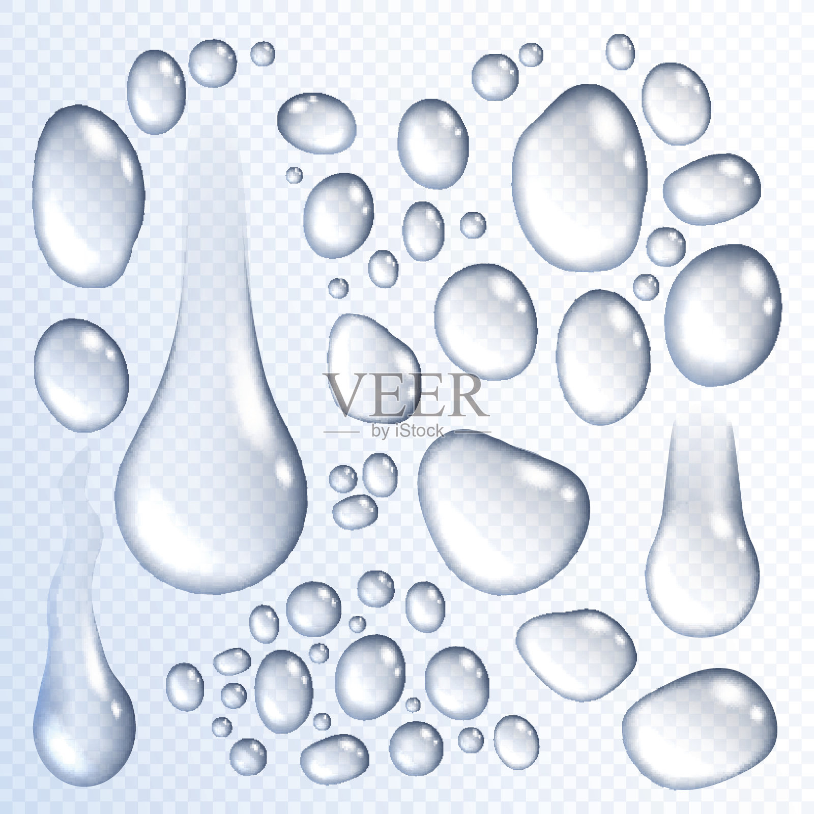 真实的水滴矢量透明3D图标设计元素图片