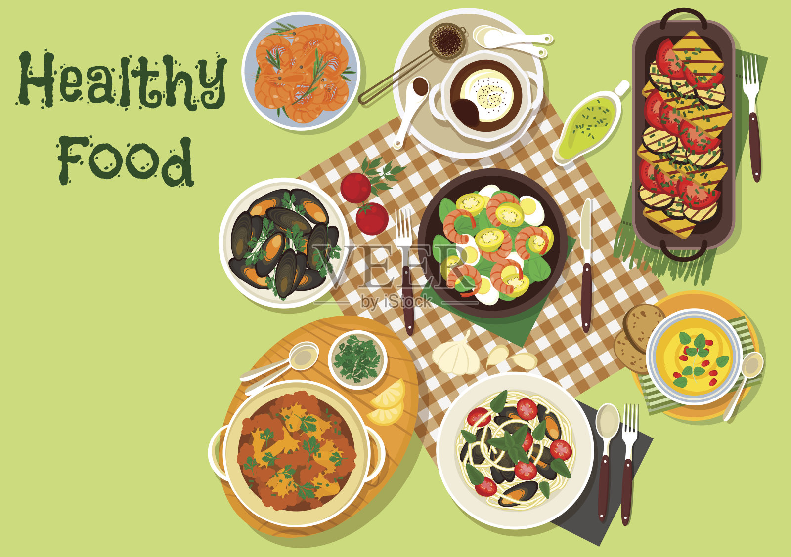 海鲜午餐菜肴图标菜单设计插画图片素材