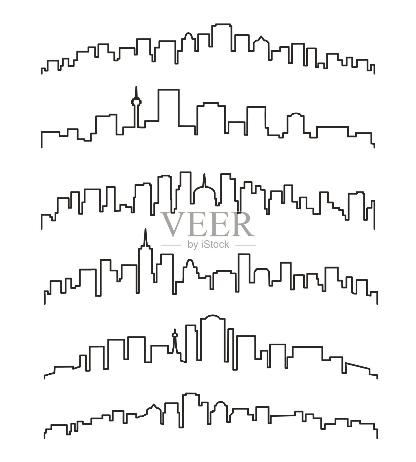 线性的城市景观或城市天际线插画图片素材