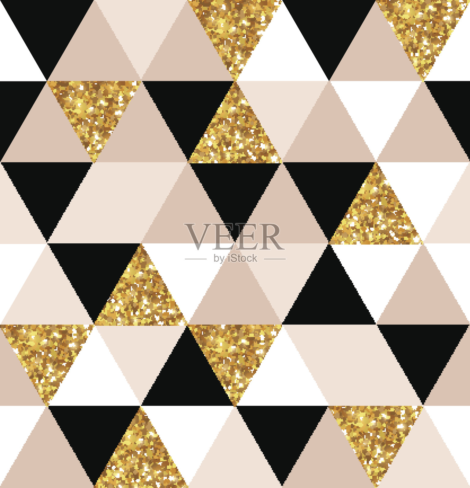 几何金色，黑色和白色三角形纹理。插画图片素材