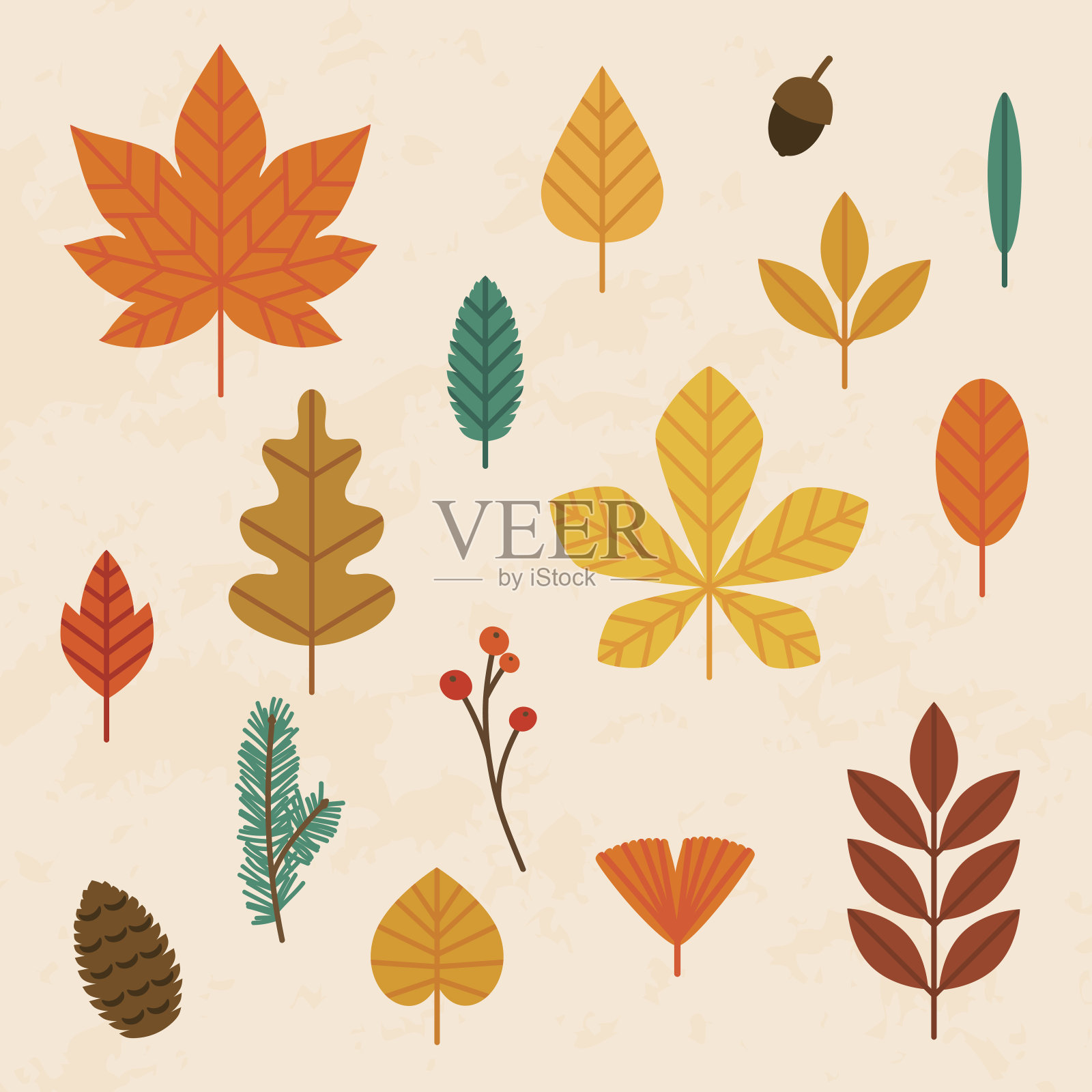 秋天的落叶。平面设计现代矢量插图概念。插画图片素材