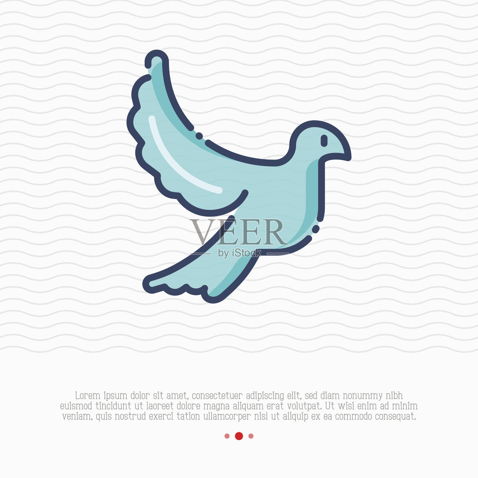 细线象征着飞翔的鸽子，象征着爱。矢量插图。插画图片素材