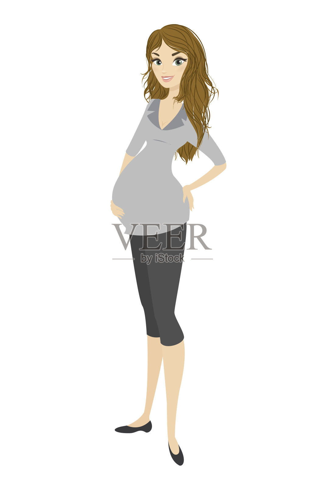 幸福的孕妇插画图片素材