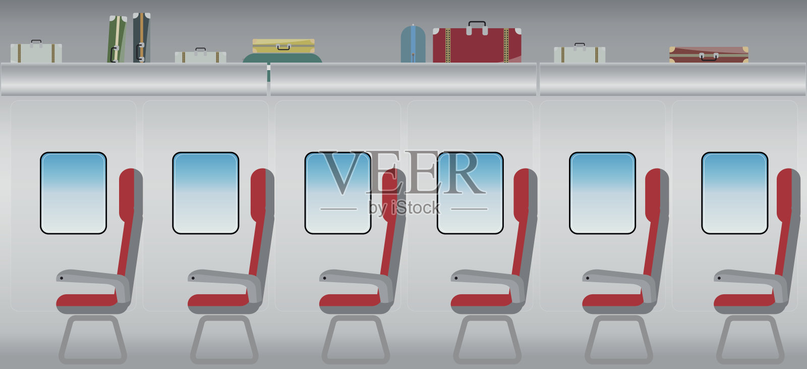 高速客运列车内部平面设计插画图片素材