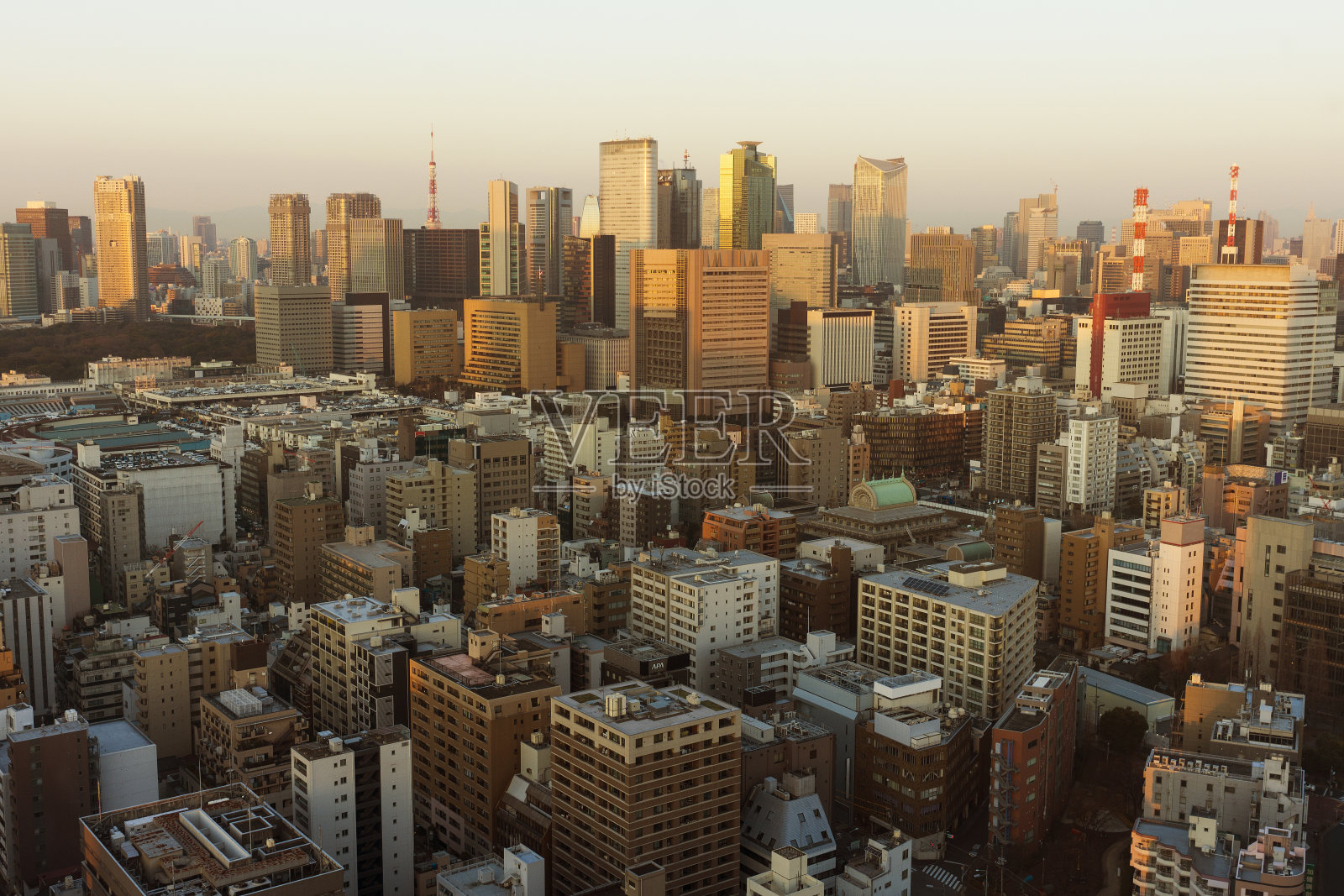 日出时的东京全景照片摄影图片