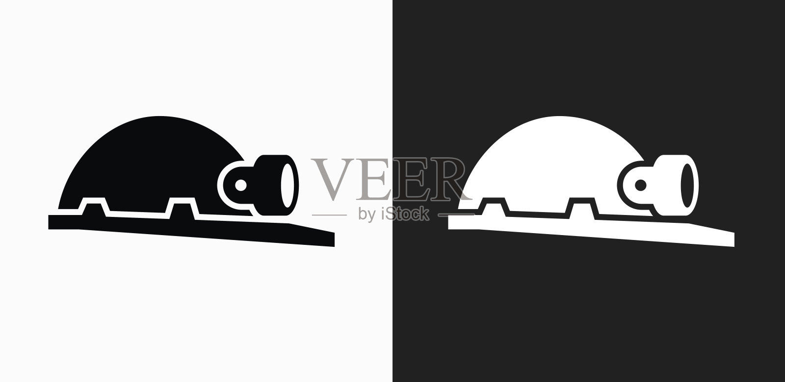 头盔和头灯图标上的黑色和白色矢量背景设计元素图片