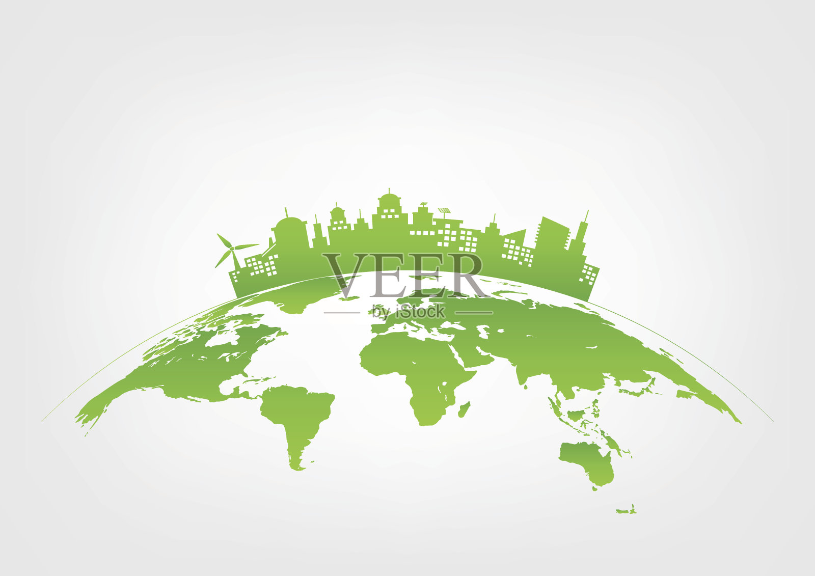 可持续发展与绿色城市理念，世界环境插画图片素材