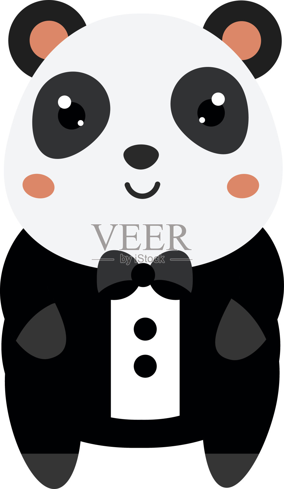 穿着黑色燕尾服的可爱熊猫。卡通可爱的动物角色。矢量插图的孩子和婴儿时尚设计元素图片
