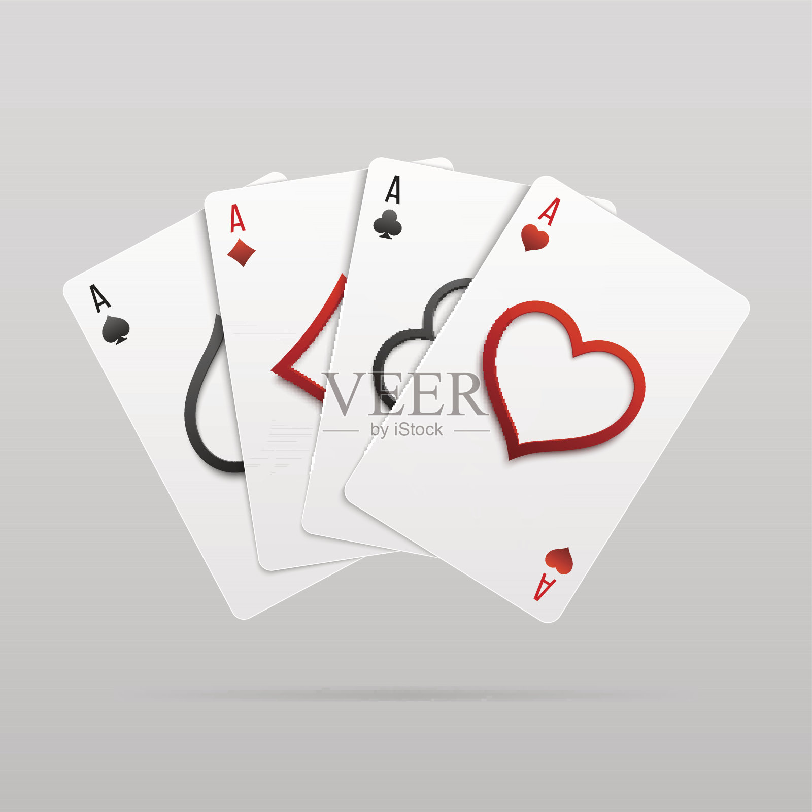 向量组的四个扇形的王牌扑克套装。插画图片素材