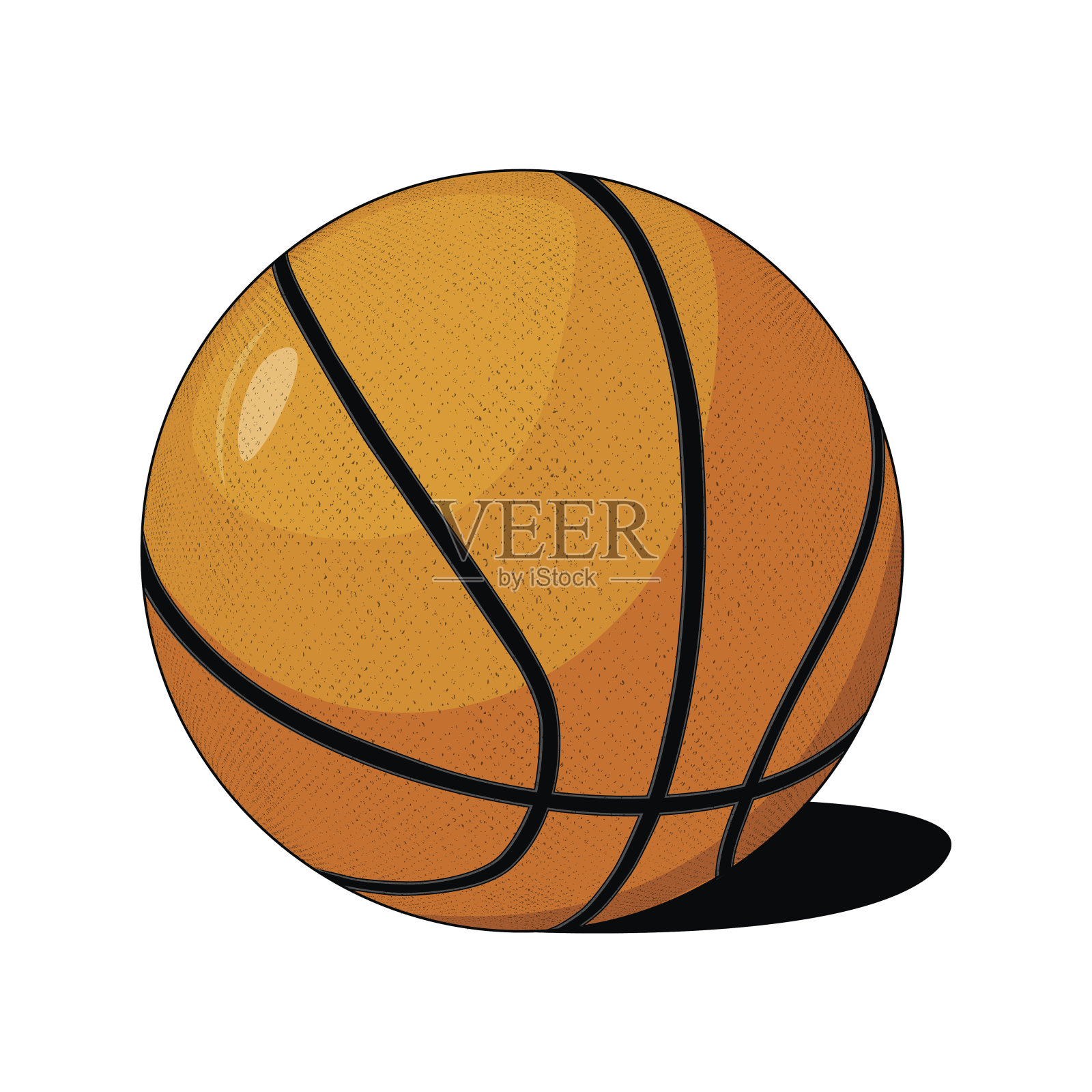 带有纹理的篮球矢量插图，用于您的设计、打印和互联网插画图片素材