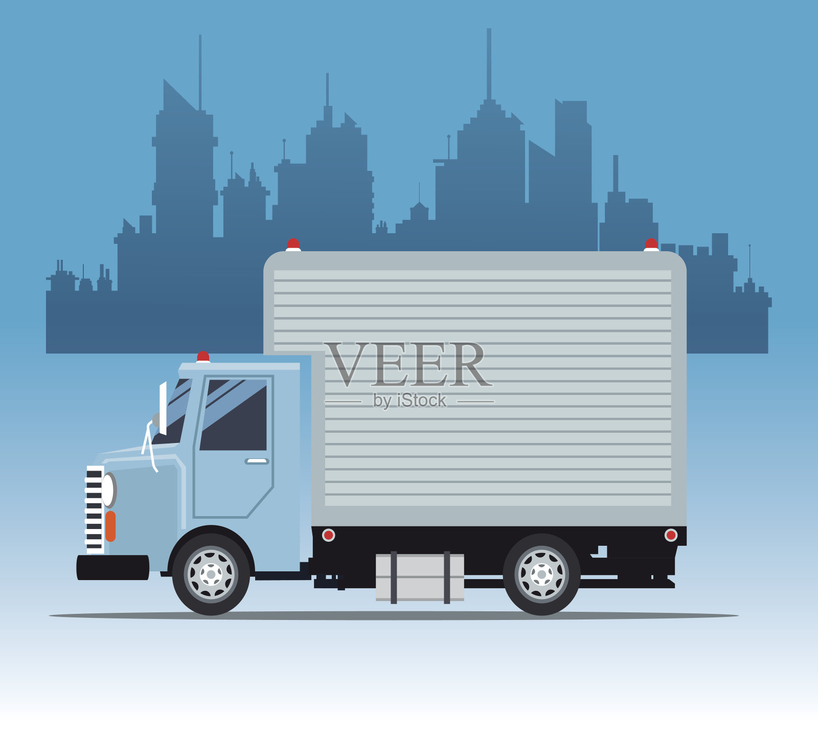 卡车商业服务城市背景插画图片素材