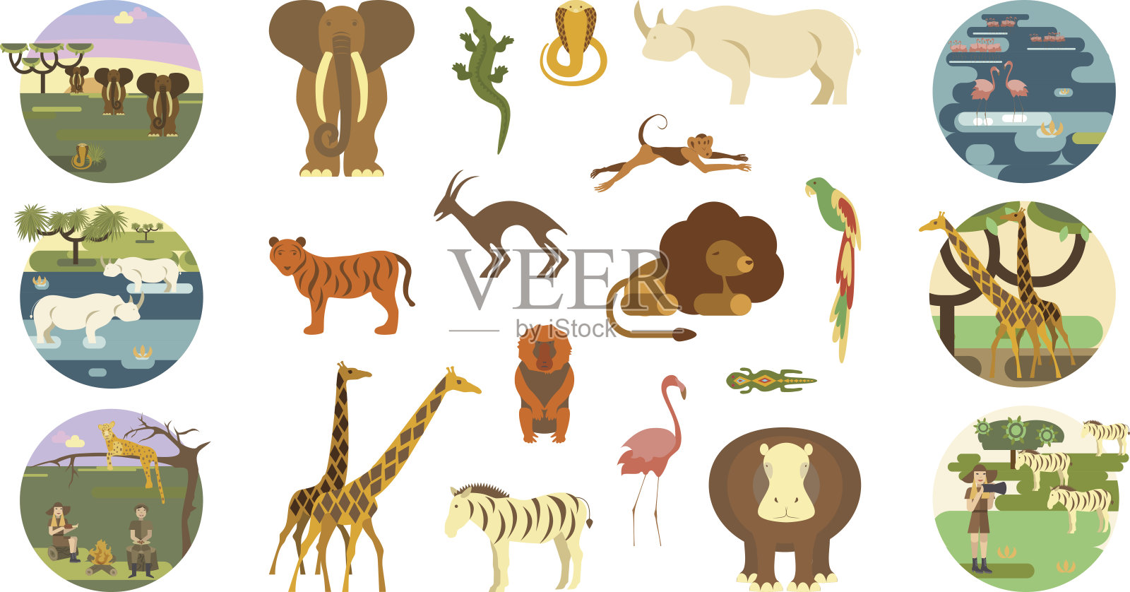 非洲狩猎横幅插画图片素材