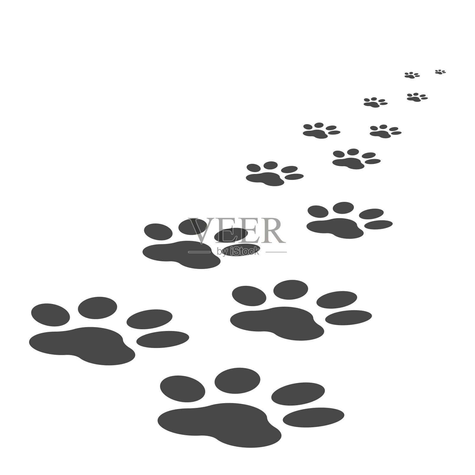 爪印图标矢量插图孤立在白色背景。狗、猫、熊爪子象征扁平象形文字。插画图片素材