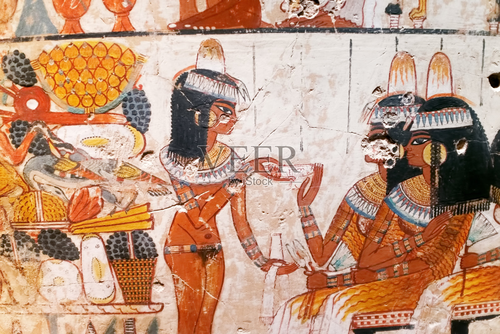 古埃及插图和象形文字的副本照片摄影图片