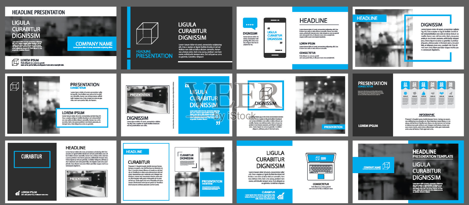 蓝色元素用于幻灯片信息图的背景。表示模板。用于商业年度报告，传单，企业营销，传单，广告，小册子，现代风格。设计模板素材