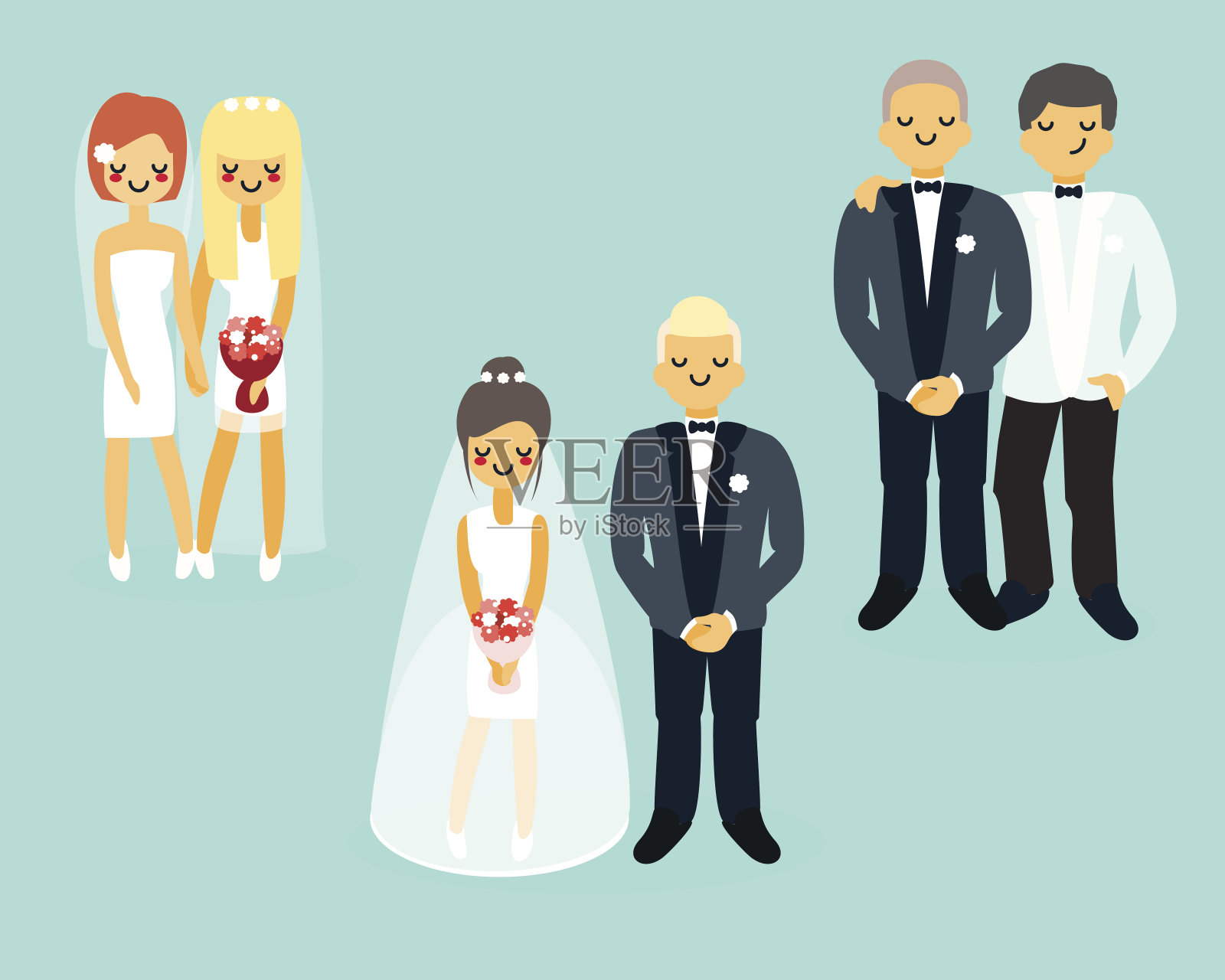 矢量平面婚礼人物图标集插画图片素材