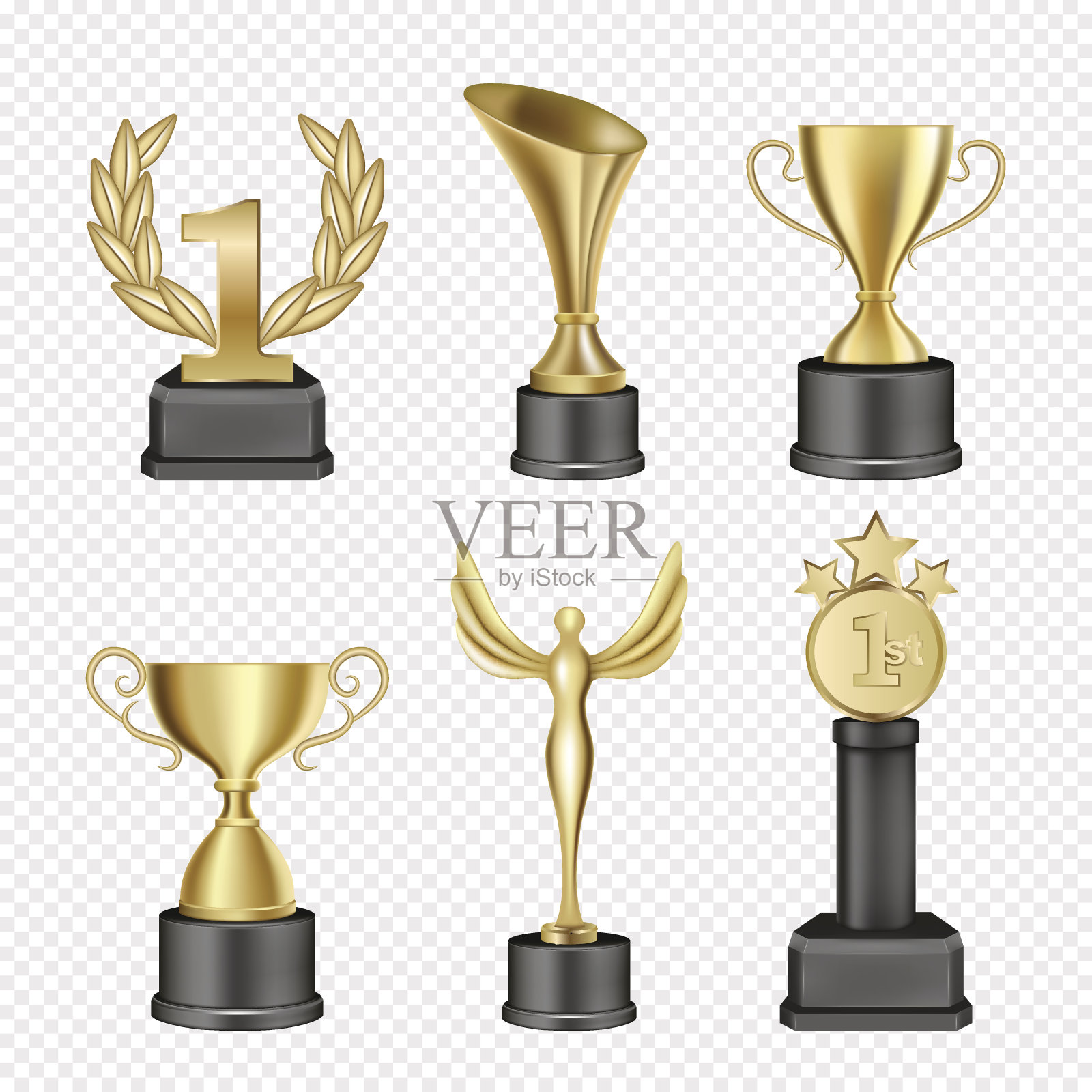 向量金属奖奖杯图标集设计元素图片