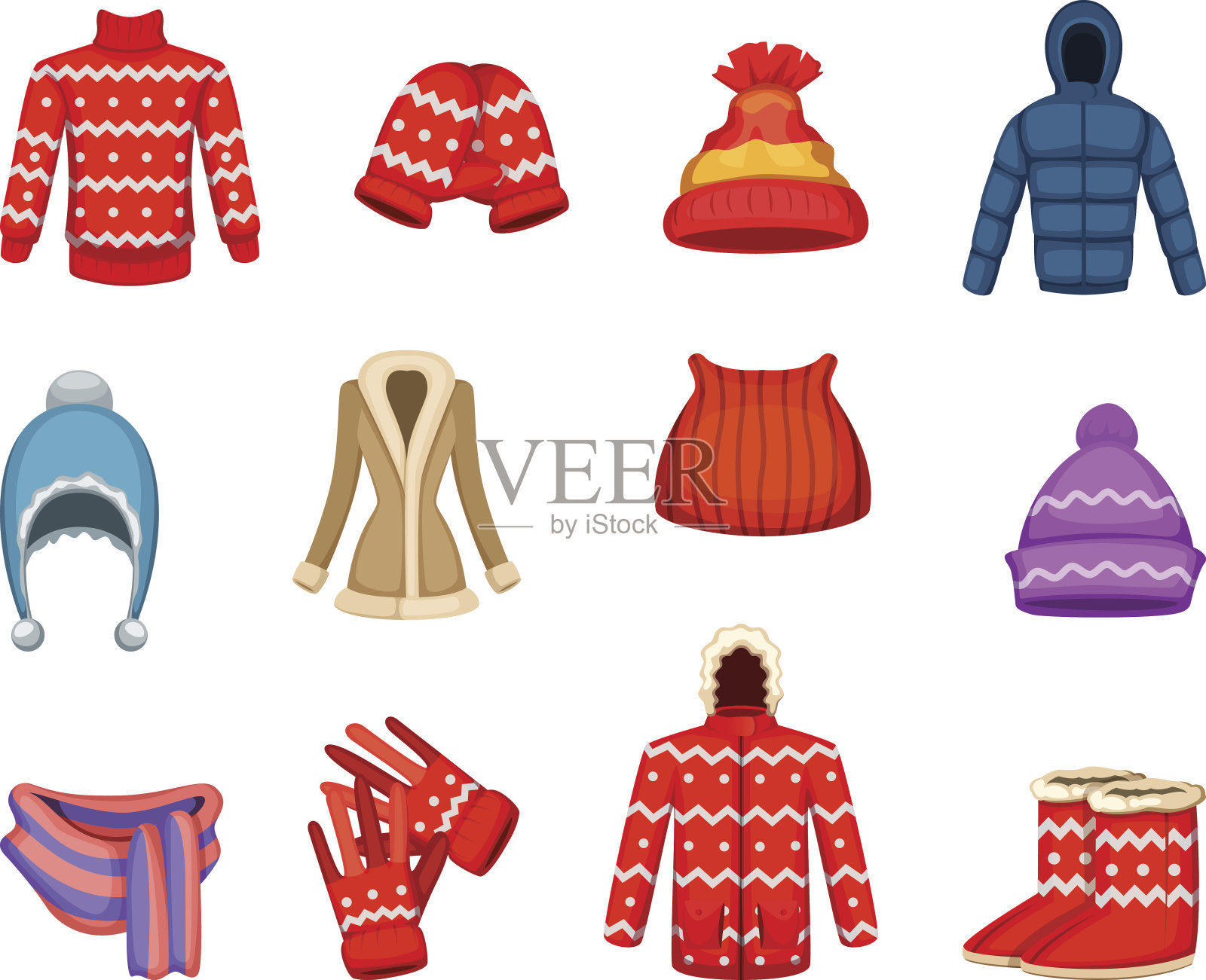 冬季服装收藏的矢量插图设计元素图片