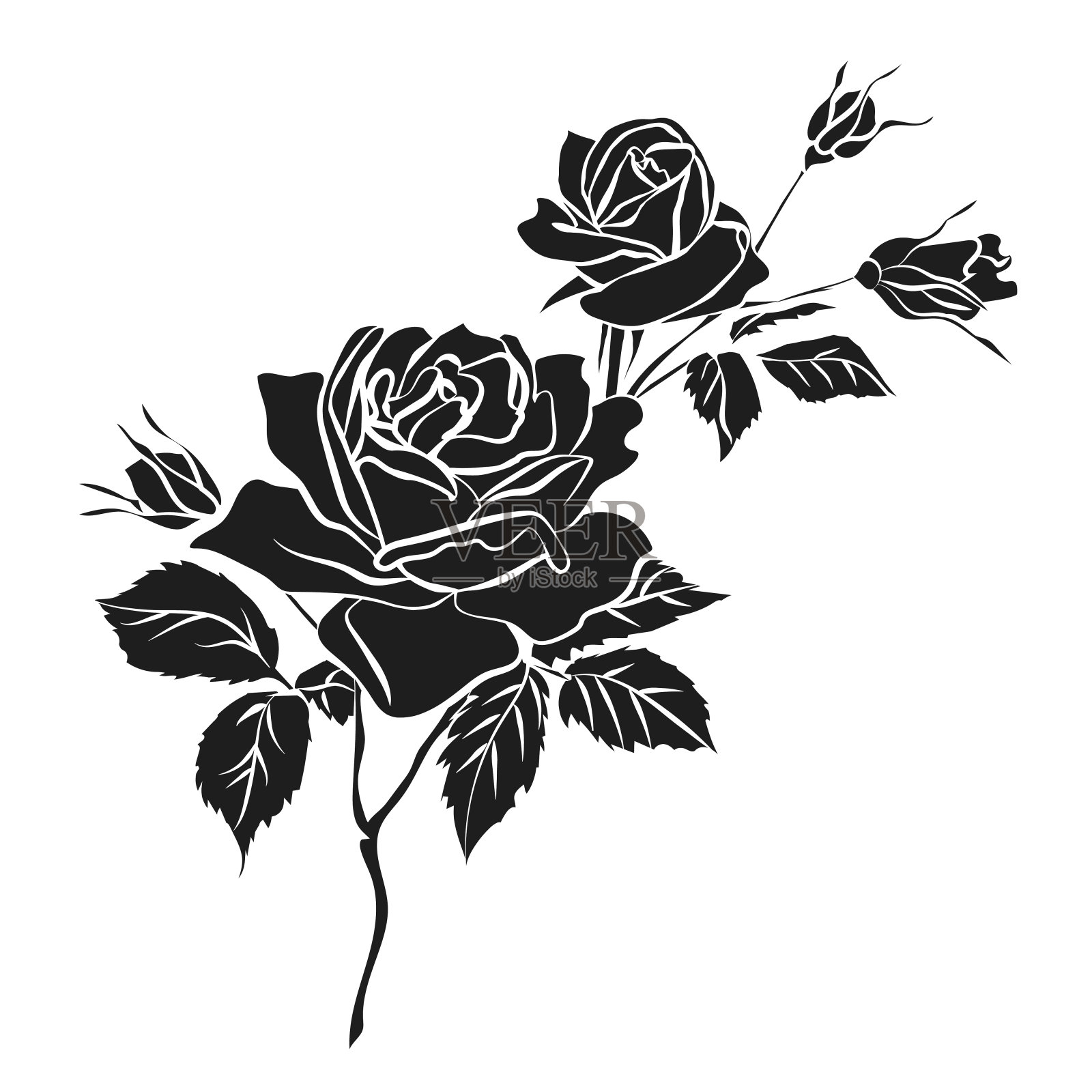 轮廓的玫瑰设计元素图片