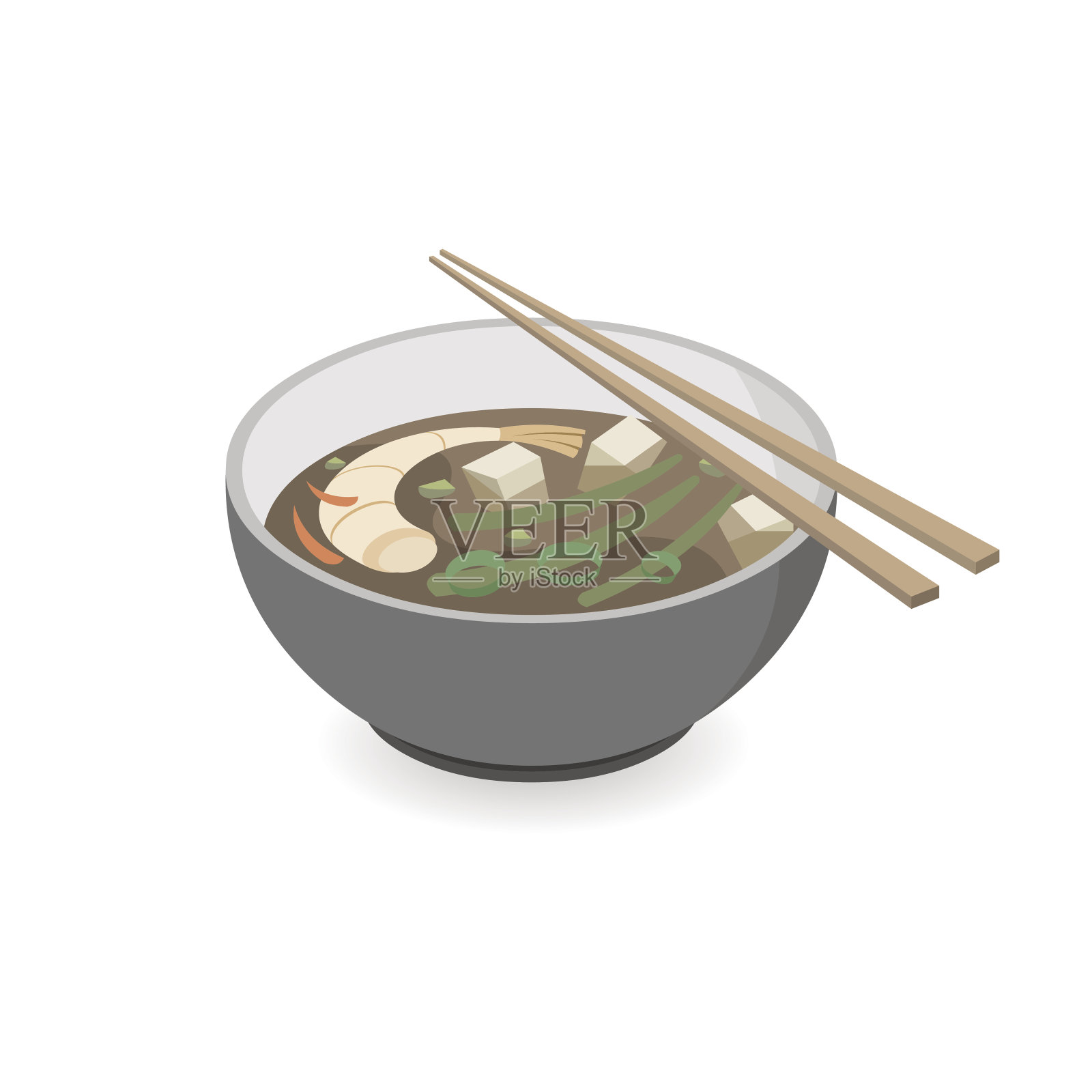 日本的食物。麻辣汤孤立在白色背景上。设计元素图片
