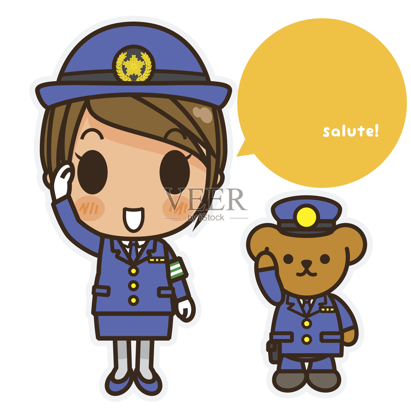 女警察和泰迪熊的日常生活设计元素图片