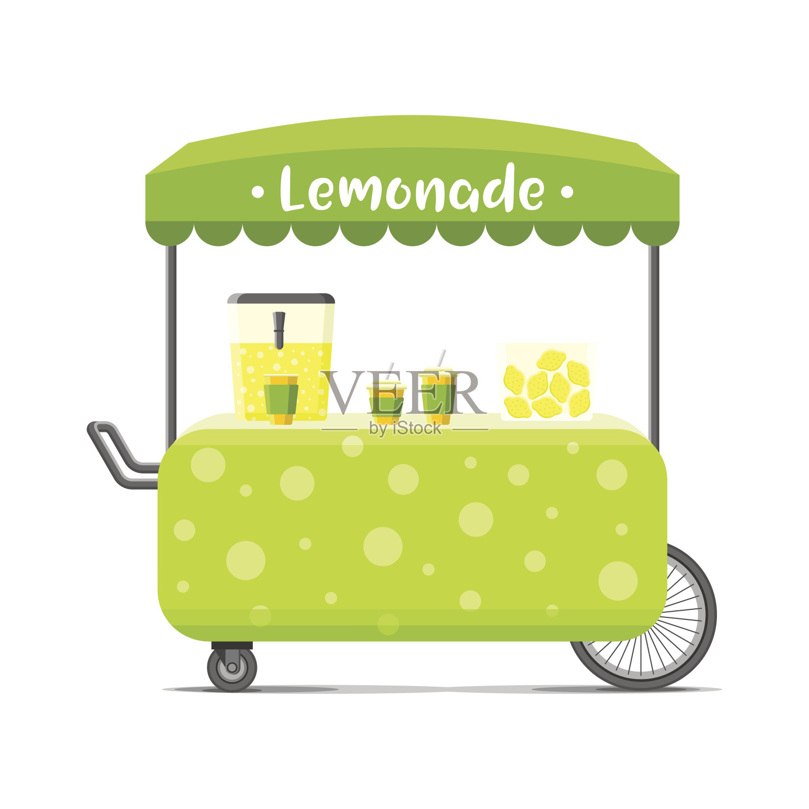 柠檬水街头小吃车。色彩斑斓的矢量图插画图片素材