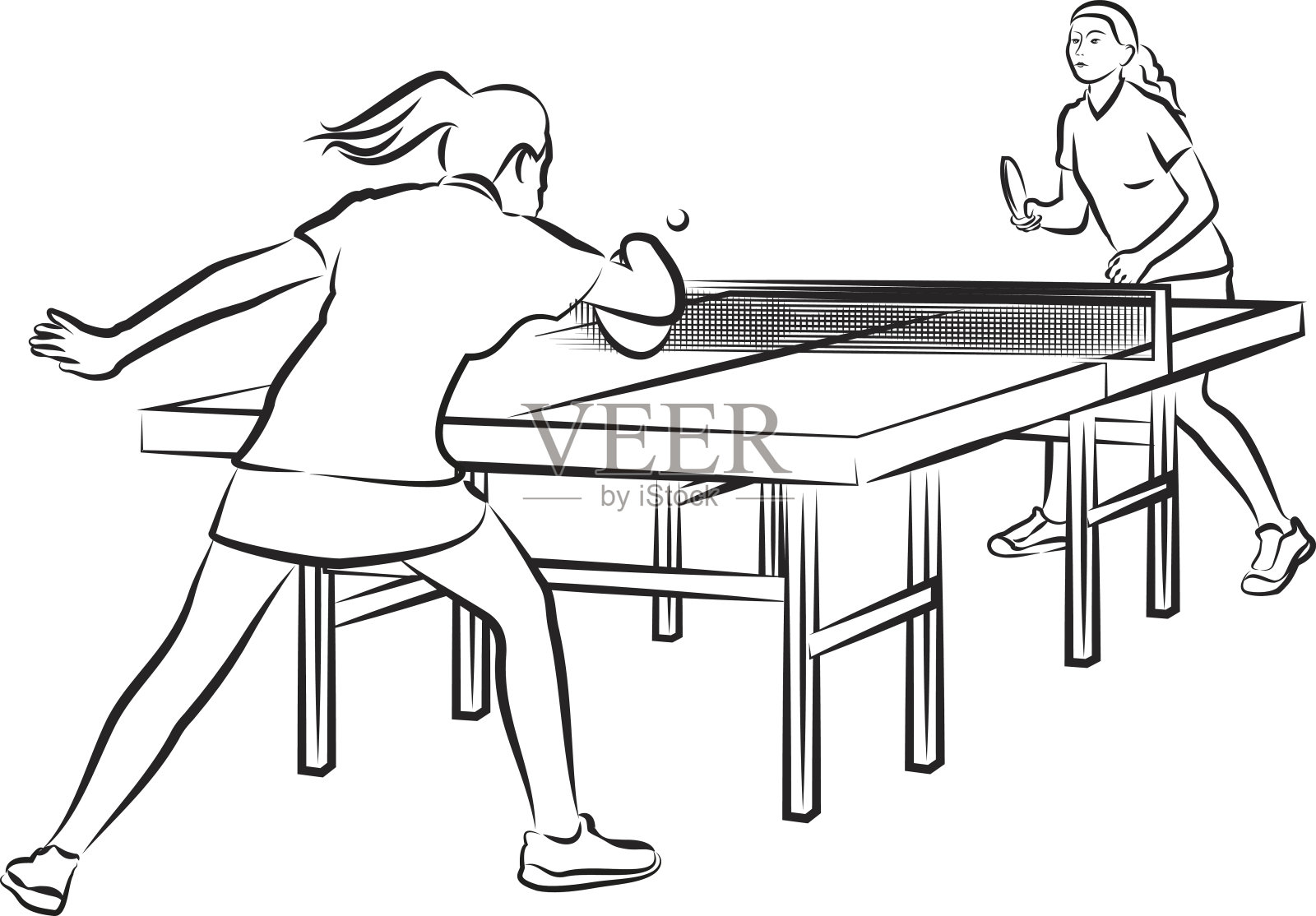 女子乒乓球插画图片素材