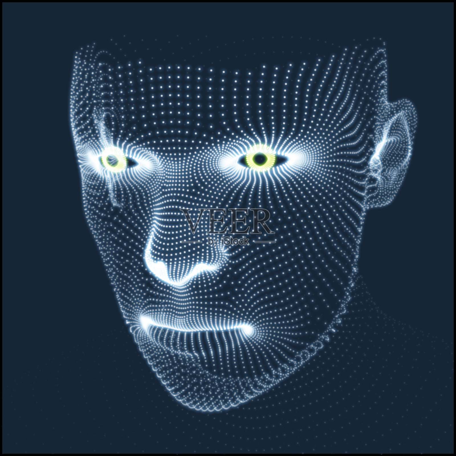 从3d网格的人的头。人头模型。面扫描。人头视图。三维几何面部设计。三维覆盖皮肤。几何人画像。插画图片素材