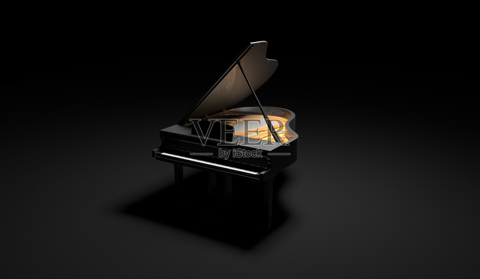 豪华黑色钢琴在黑暗的场景照片摄影图片