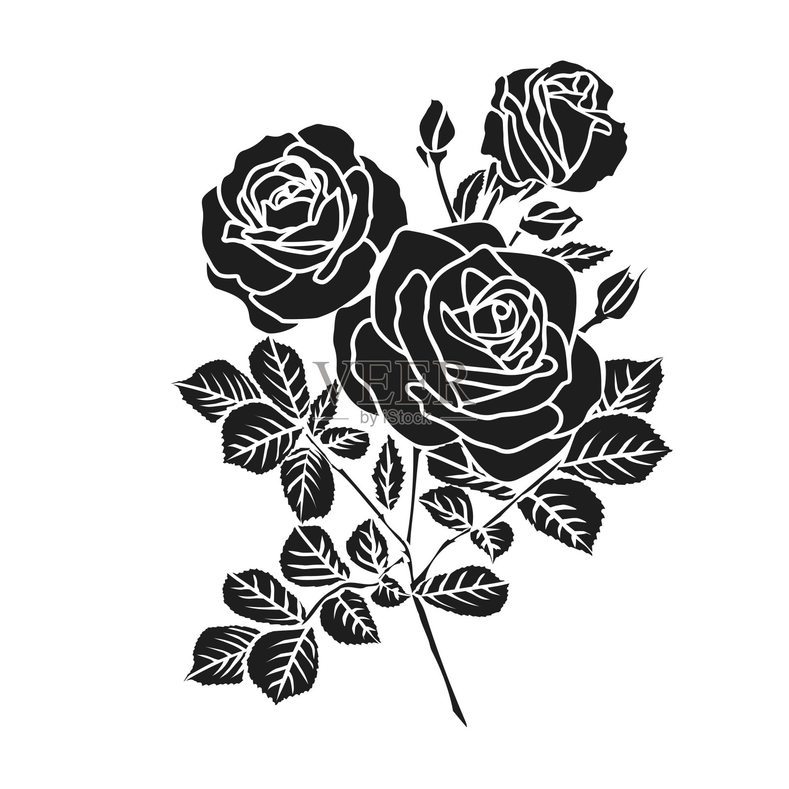 轮廓的玫瑰设计元素图片