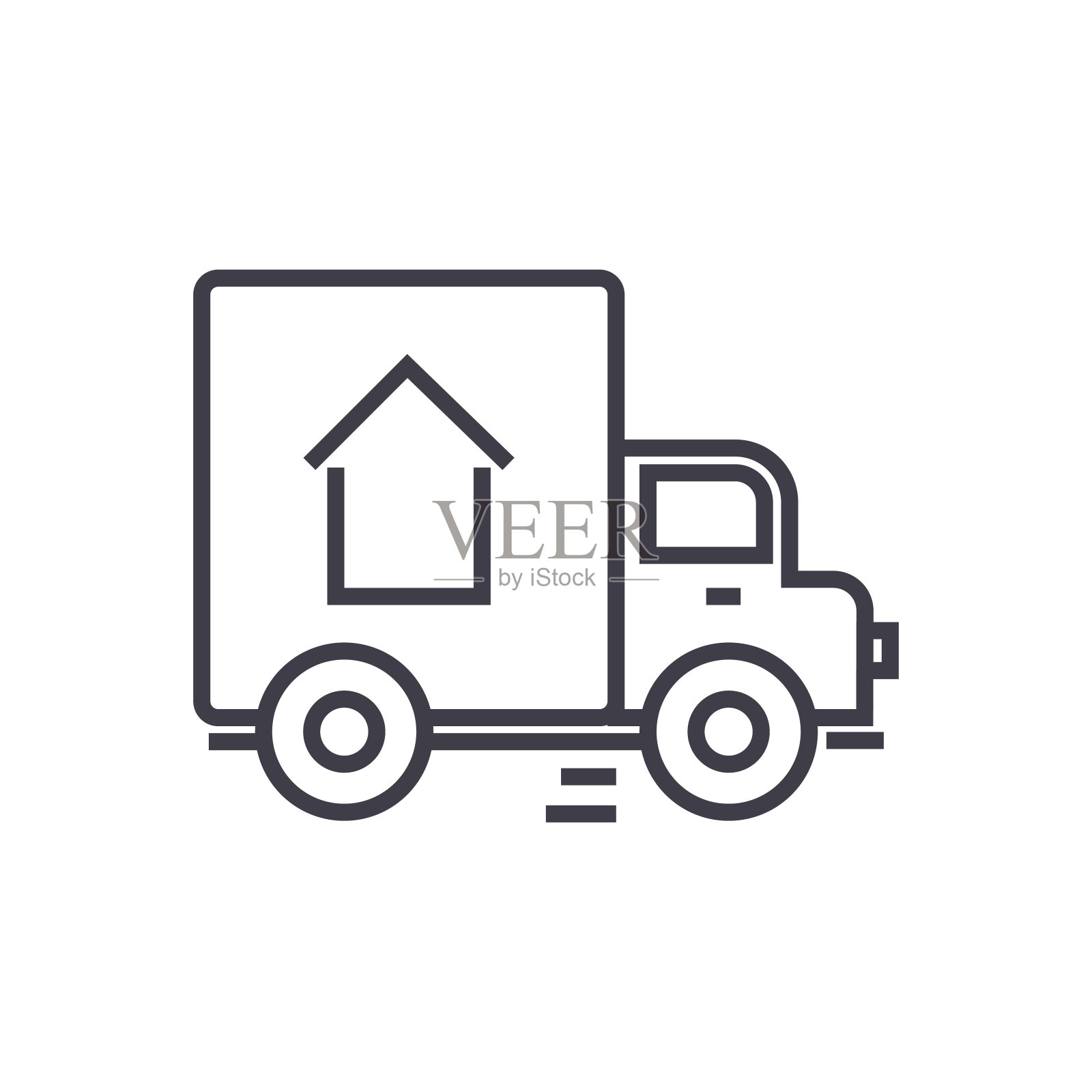 送货卡车矢量线图标，标志，插图的背景，可编辑的笔触图标素材