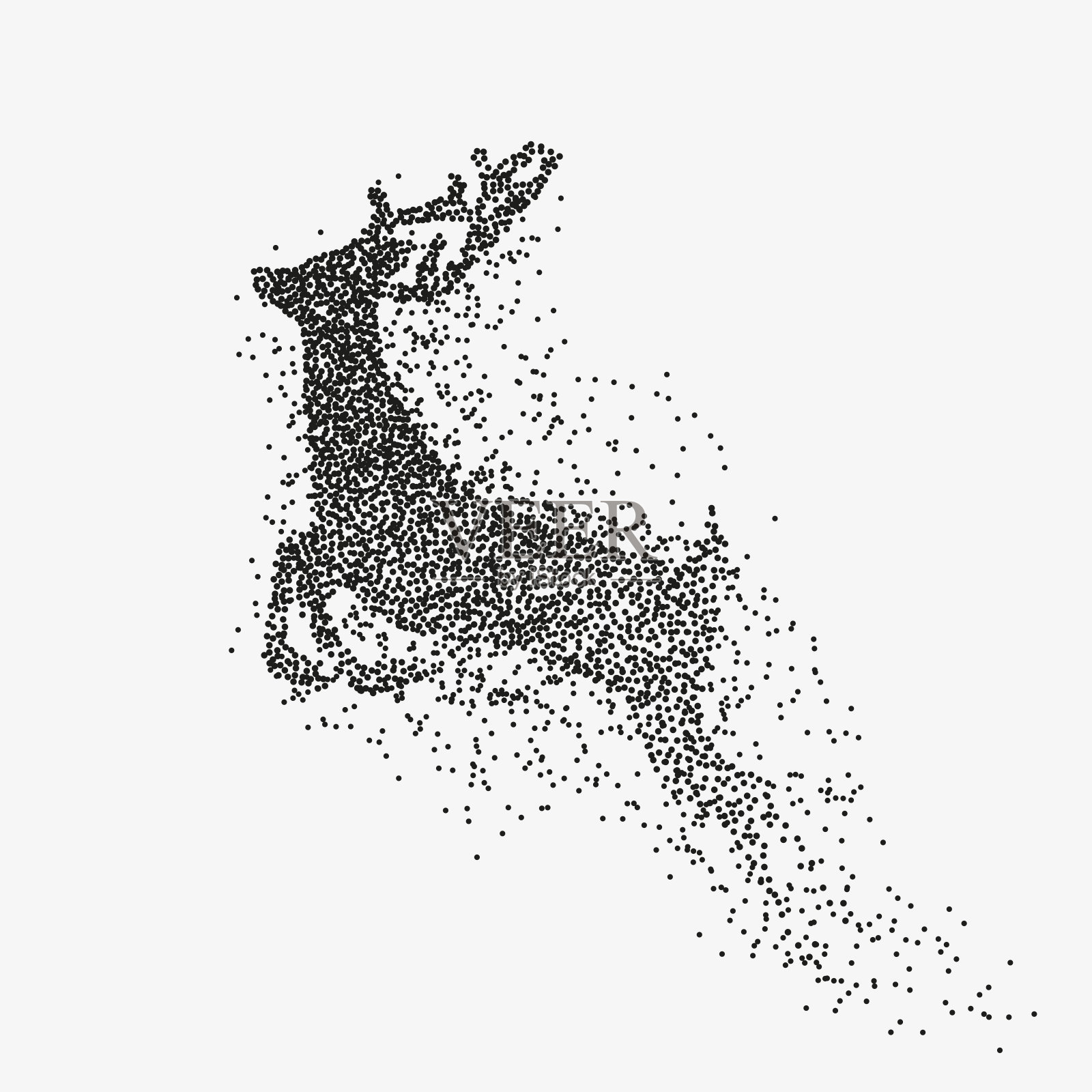 奔跑的小鹿黑色颗粒分散剪影设计元素图片